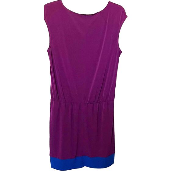 LAUNDRY BY DESIGN CAP SLEEVE DRESS, WOMENS, L, BURGANDY & BLUE HEM, FIT & FLARE - Picture 4 of 11